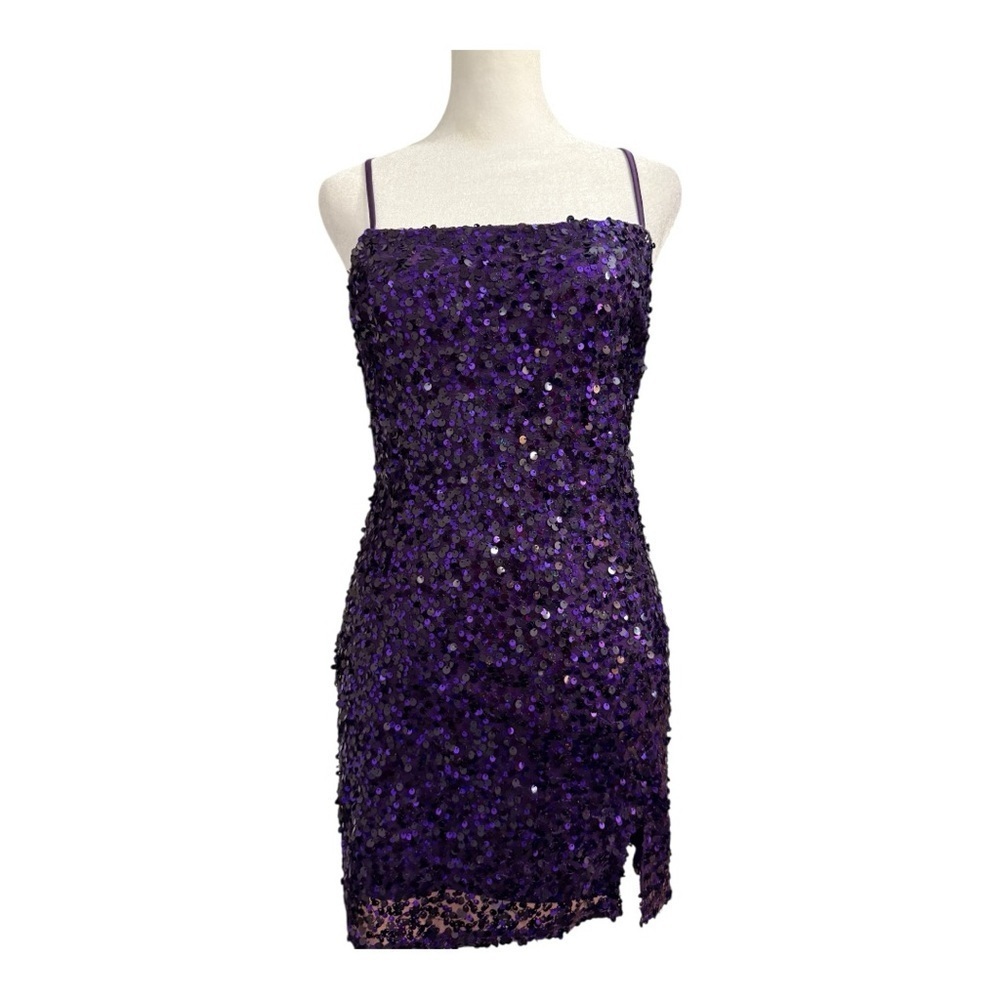 Wild Fable Purple Sequin Tie-Back Dress Small